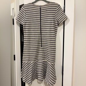 LOFT Navy and Cream Striped Mini Dress